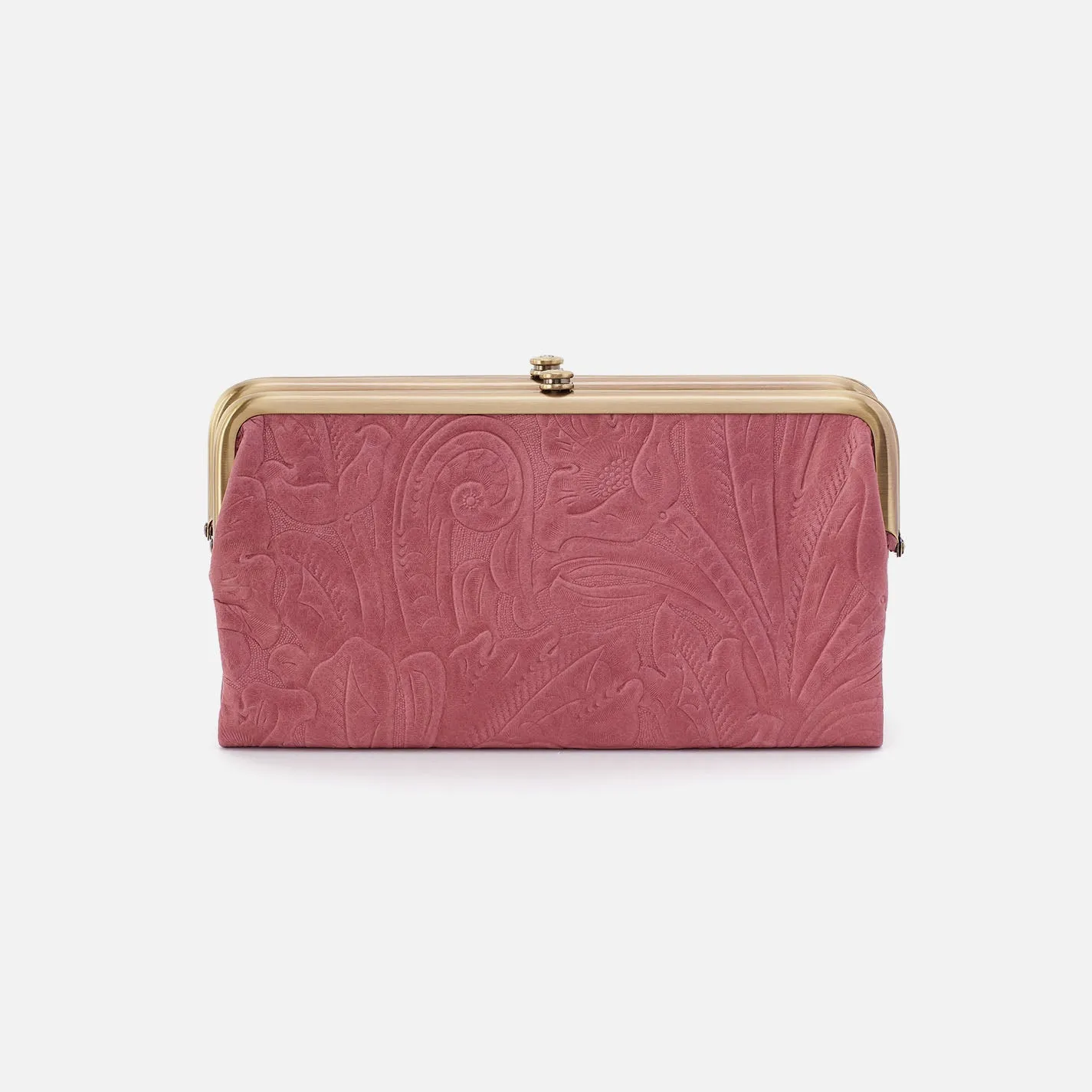 Lauren Clutch-Wallet In Tooled Embossed Leather - Mauve Tooled Emboss