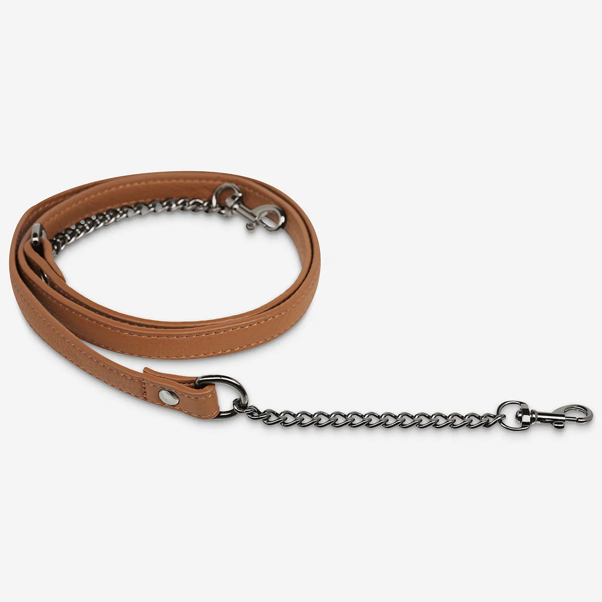 Leather Strap With Chain - Camel