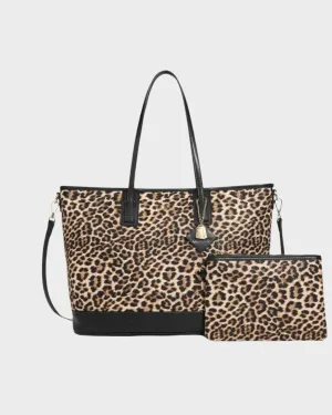 Leopard Print Tote Bag in Brown