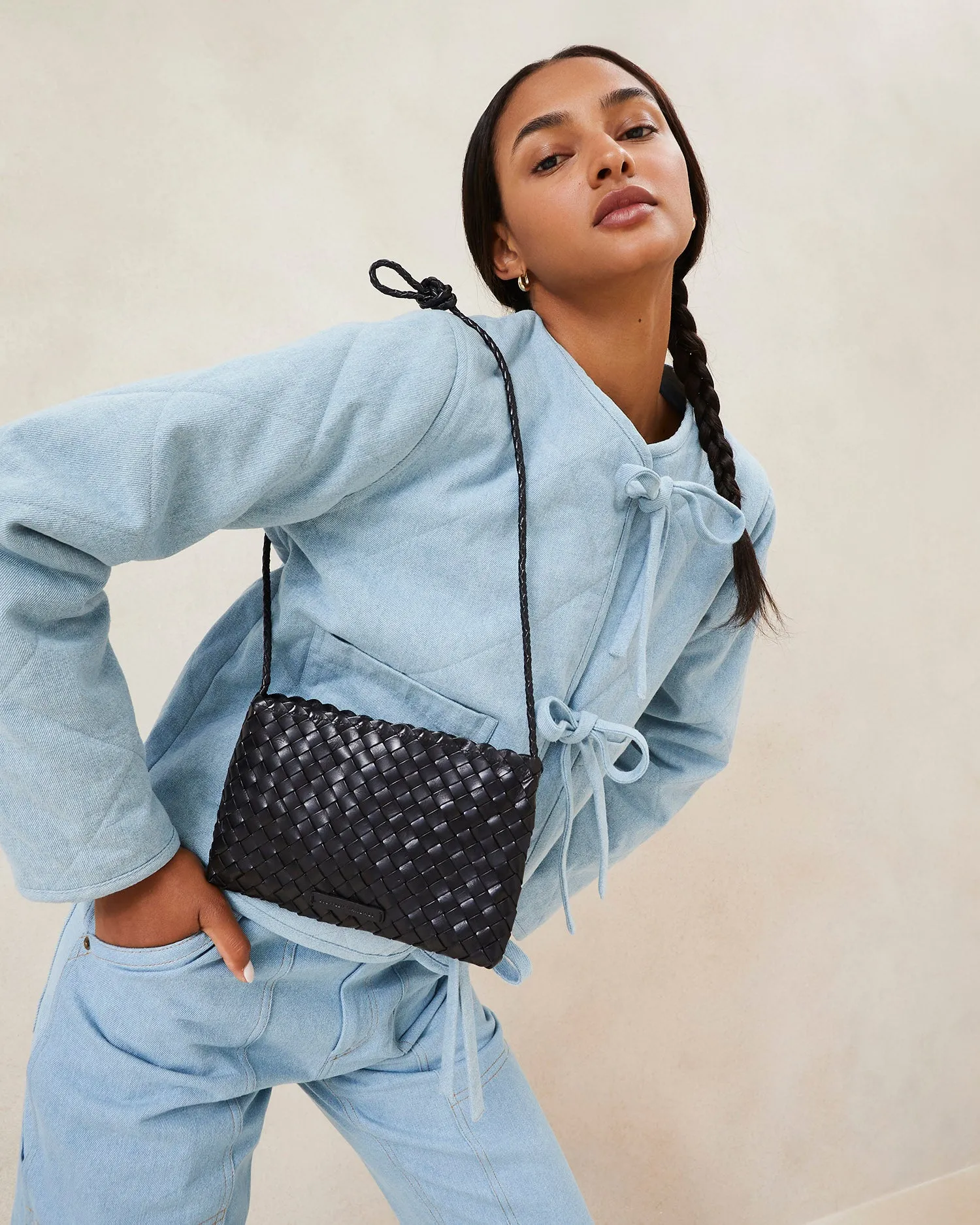 Marison Black Woven Crossbody