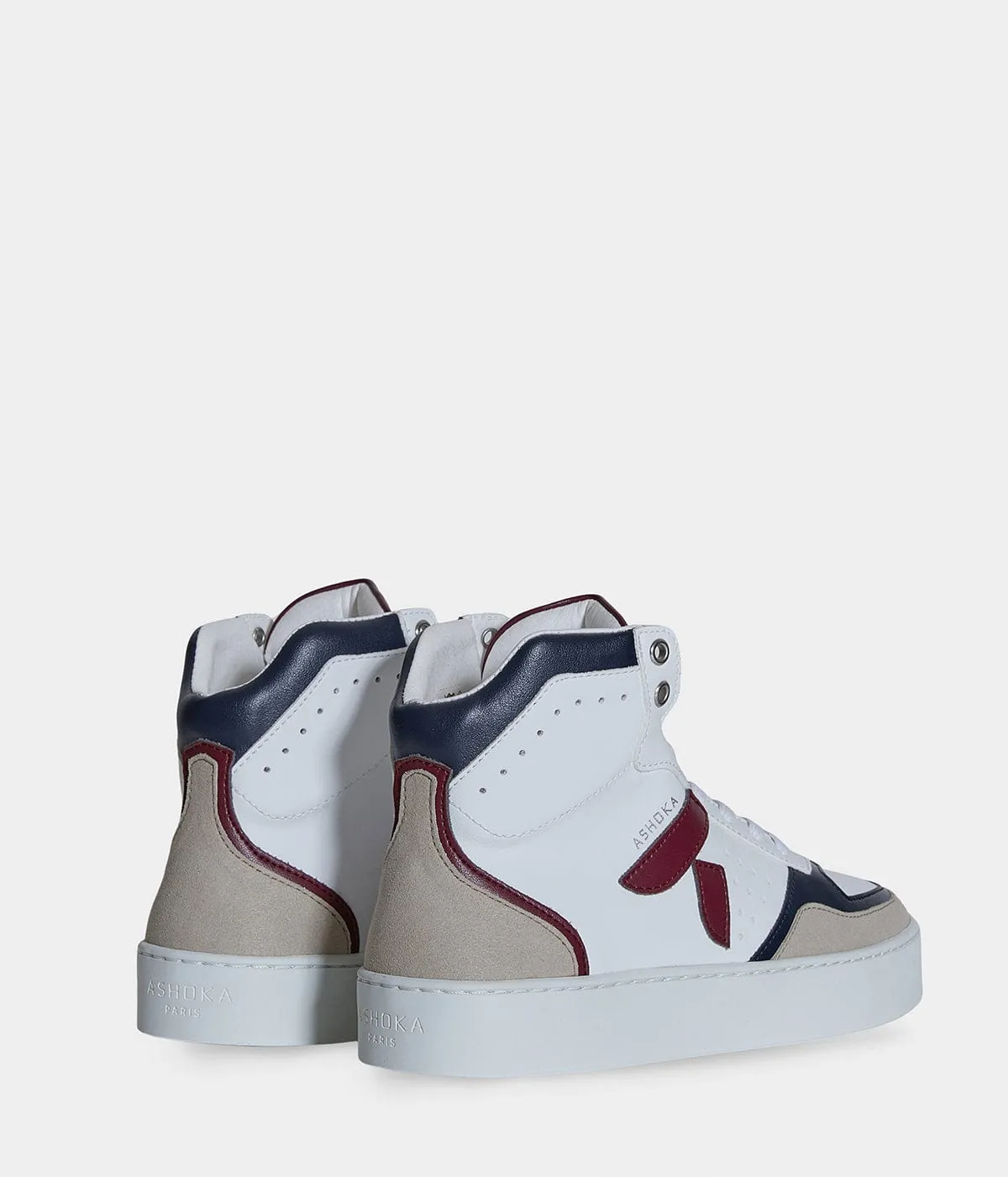 Mateo Unisex Biosourced & Recycled High-Top Sneakers | Burgundy & Navy