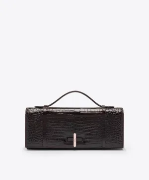 May Dark Brown Embossed Leather Clutch Bag