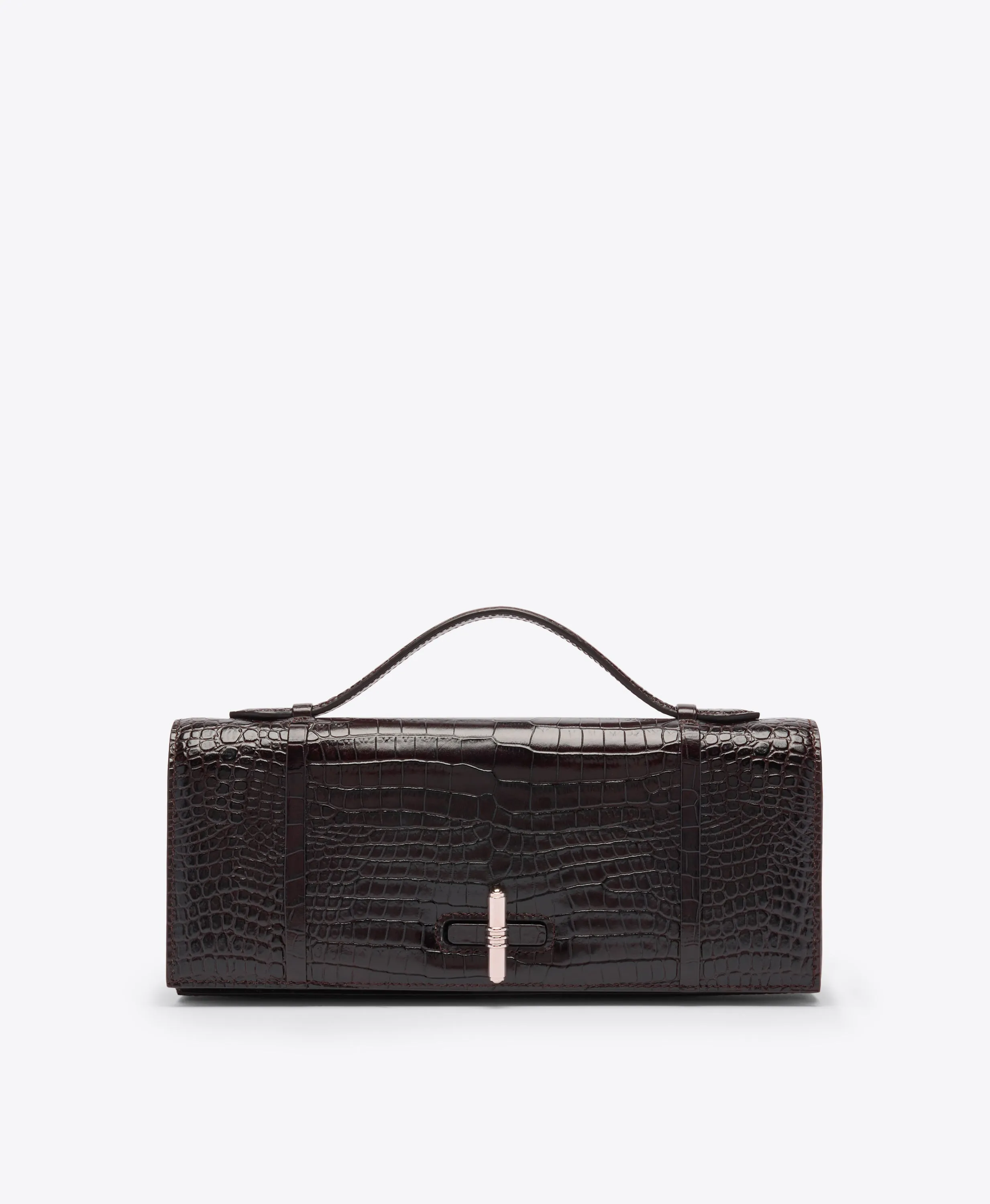 May Dark Brown Embossed Leather Clutch Bag