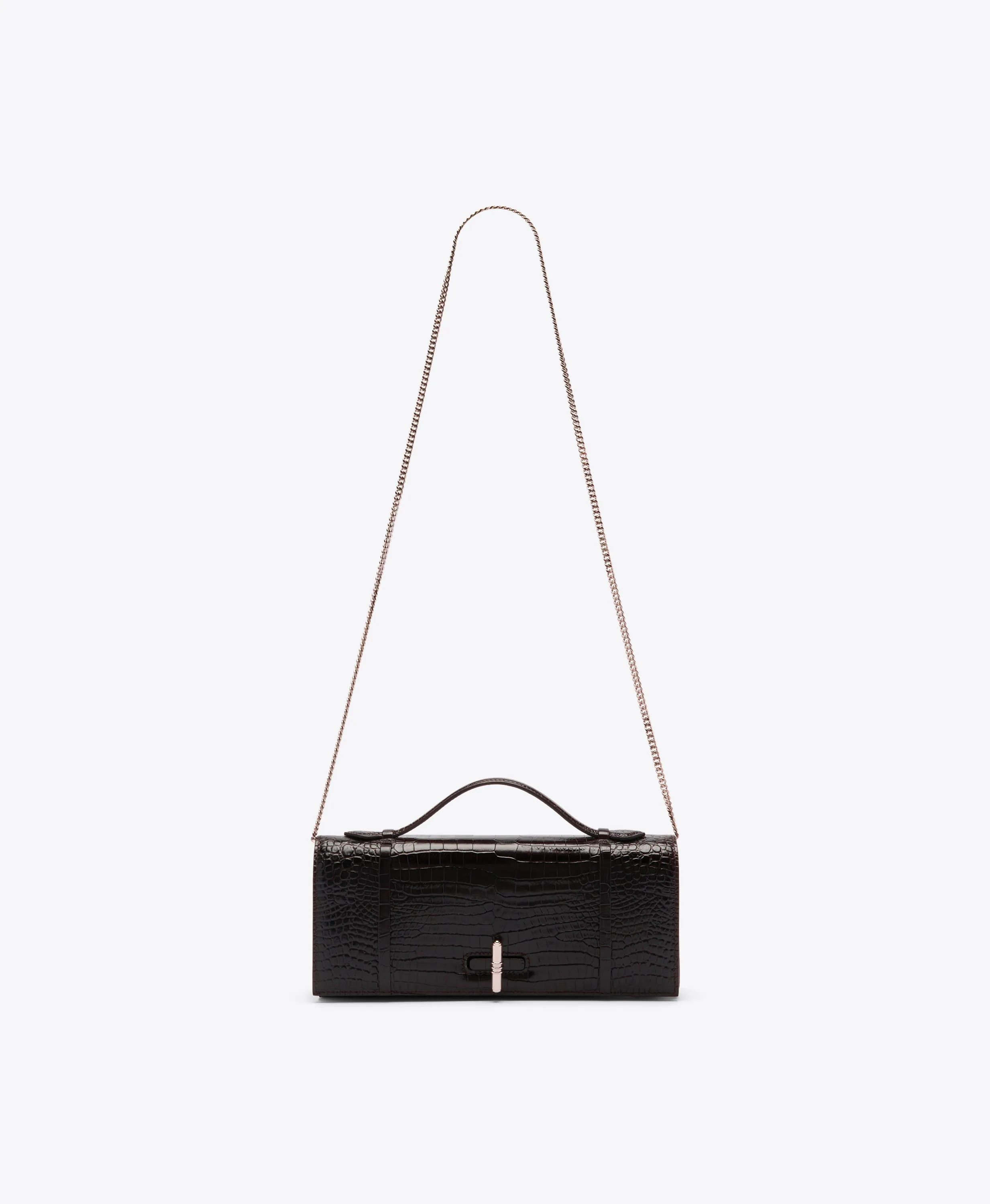 May Dark Brown Embossed Leather Clutch Bag
