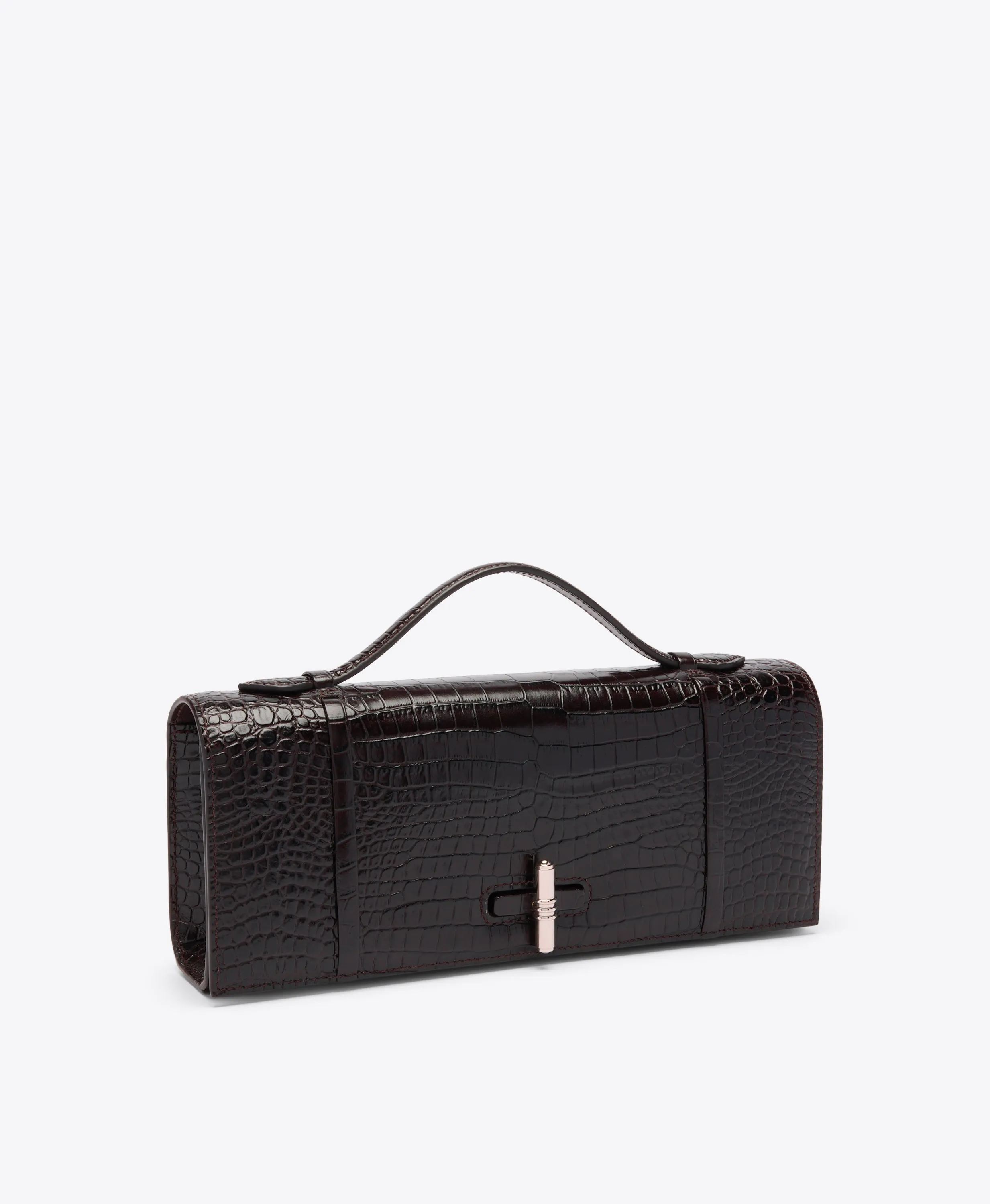 May Dark Brown Embossed Leather Clutch Bag