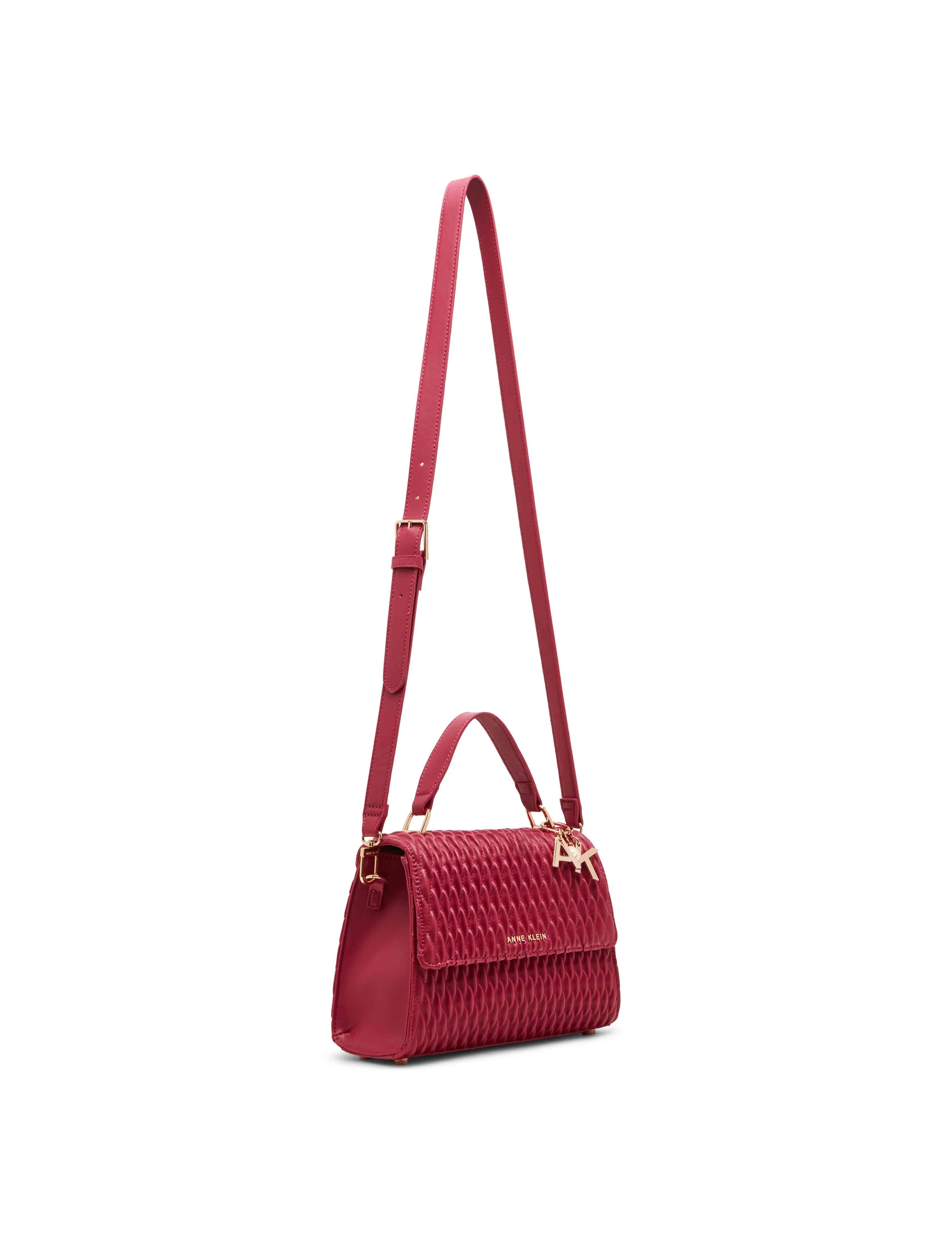 Medium ruched flap top handle with convertible strap