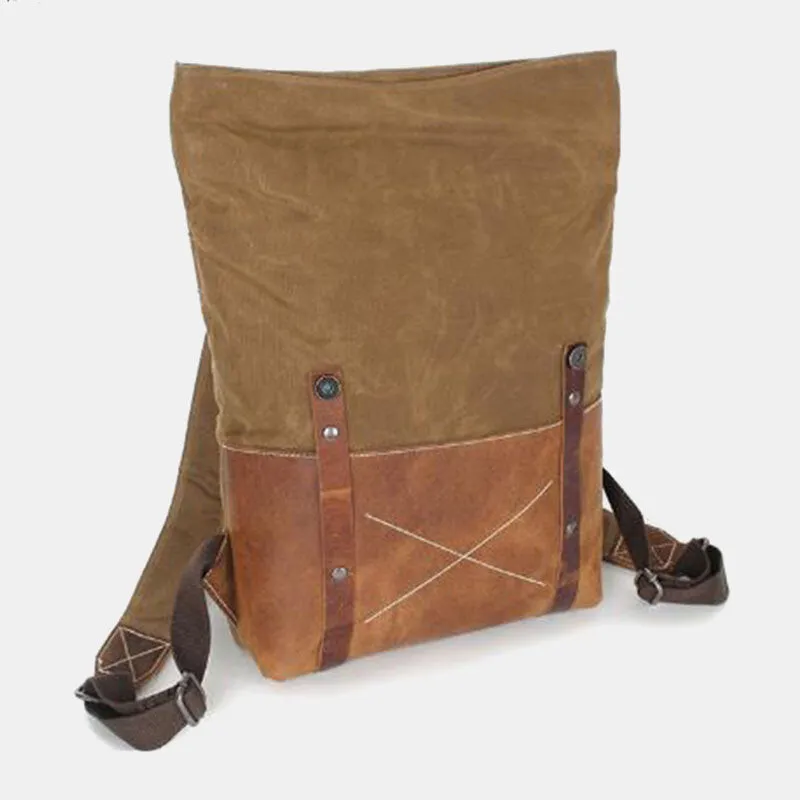 Men Canvas Backpack Retro Casual Patchwork Large Capacity Laptop Bag School Bag