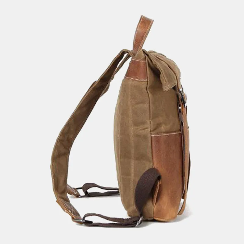 Men Canvas Backpack Retro Casual Patchwork Large Capacity Laptop Bag School Bag