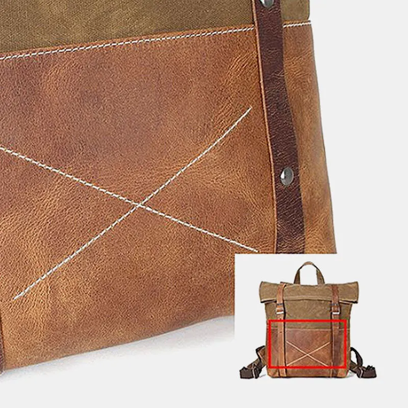 Men Canvas Backpack Retro Casual Patchwork Large Capacity Laptop Bag School Bag