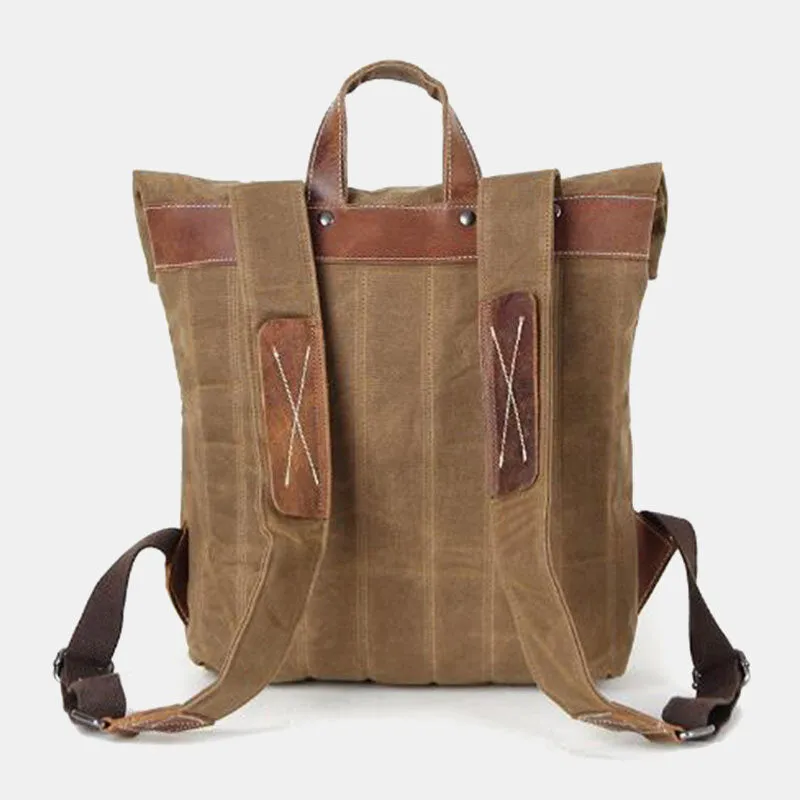 Men Canvas Backpack Retro Casual Patchwork Large Capacity Laptop Bag School Bag