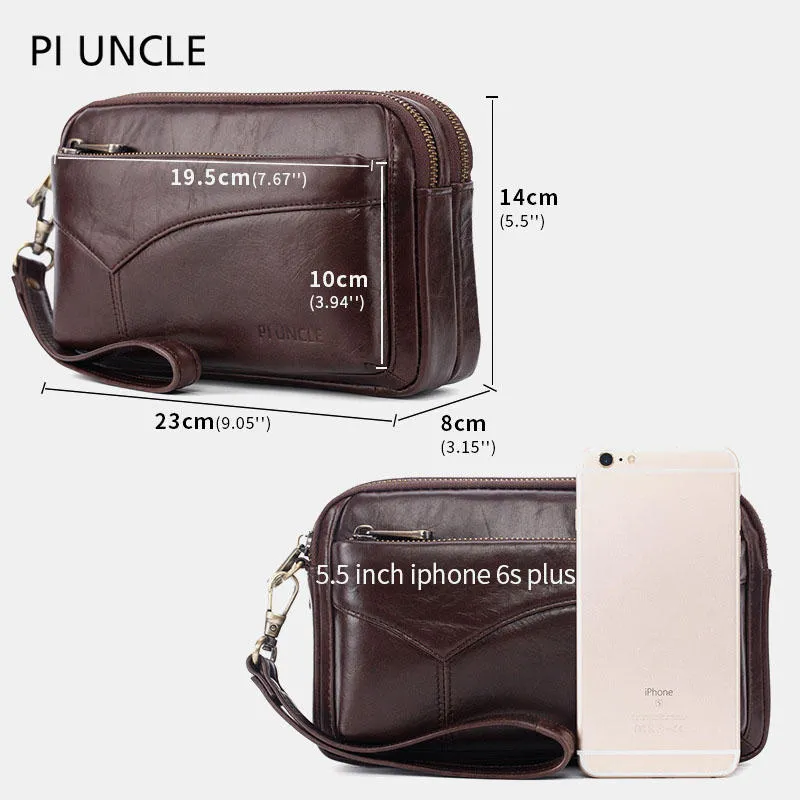 Men Genuine Leather Clutches Bags Small Phone Bag Card Holder Business Bag