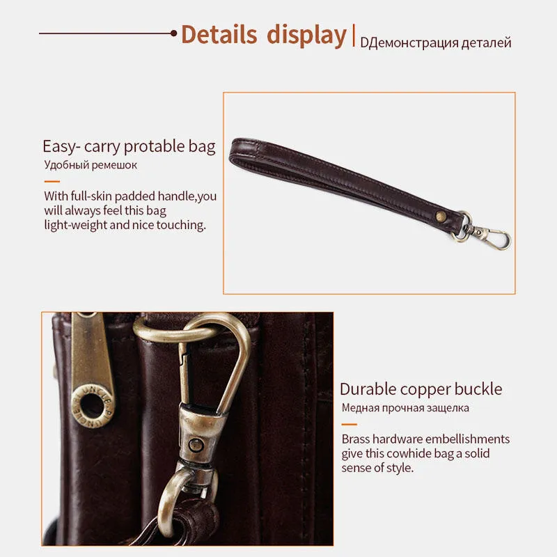 Men Genuine Leather Clutches Bags Small Phone Bag Card Holder Business Bag