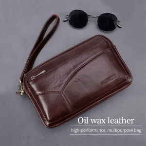 Men Genuine Leather Clutches Bags Small Phone Bag Card Holder Business Bag