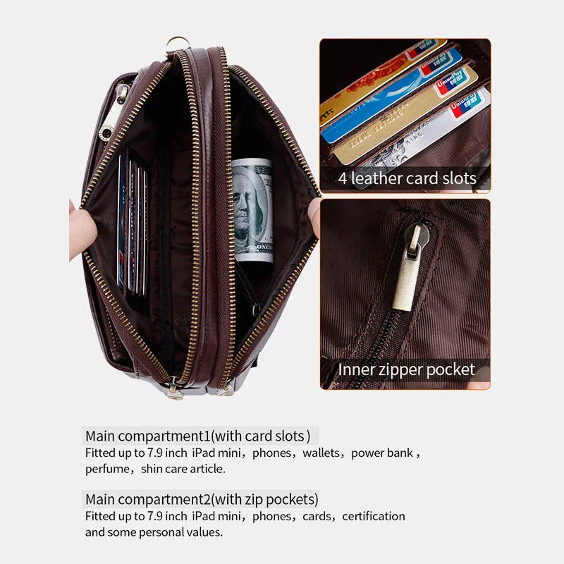 Men Genuine Leather Clutches Bags Small Phone Bag Card Holder Business Bag
