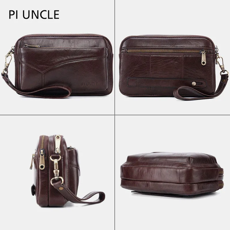 Men Genuine Leather Clutches Bags Small Phone Bag Card Holder Business Bag