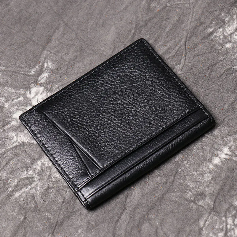 Men Genuine Leather Cowhide Multi-slot Card Case License Pocket Card Holder Wallet