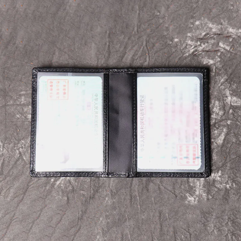 Men Genuine Leather Cowhide Multi-slot Card Case License Pocket Card Holder Wallet