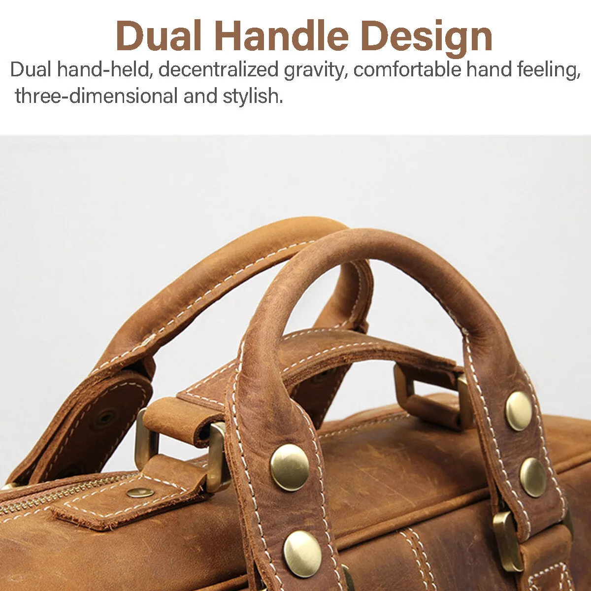 Men Genuine Leather Detachable Strap Large Multi-Pocket 15.6 Inch Laptop Bag Briefcase Messenger Bag Crossbody Bags
