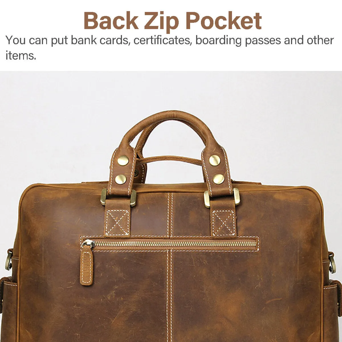 Men Genuine Leather Detachable Strap Large Multi-Pocket 15.6 Inch Laptop Bag Briefcase Messenger Bag Crossbody Bags