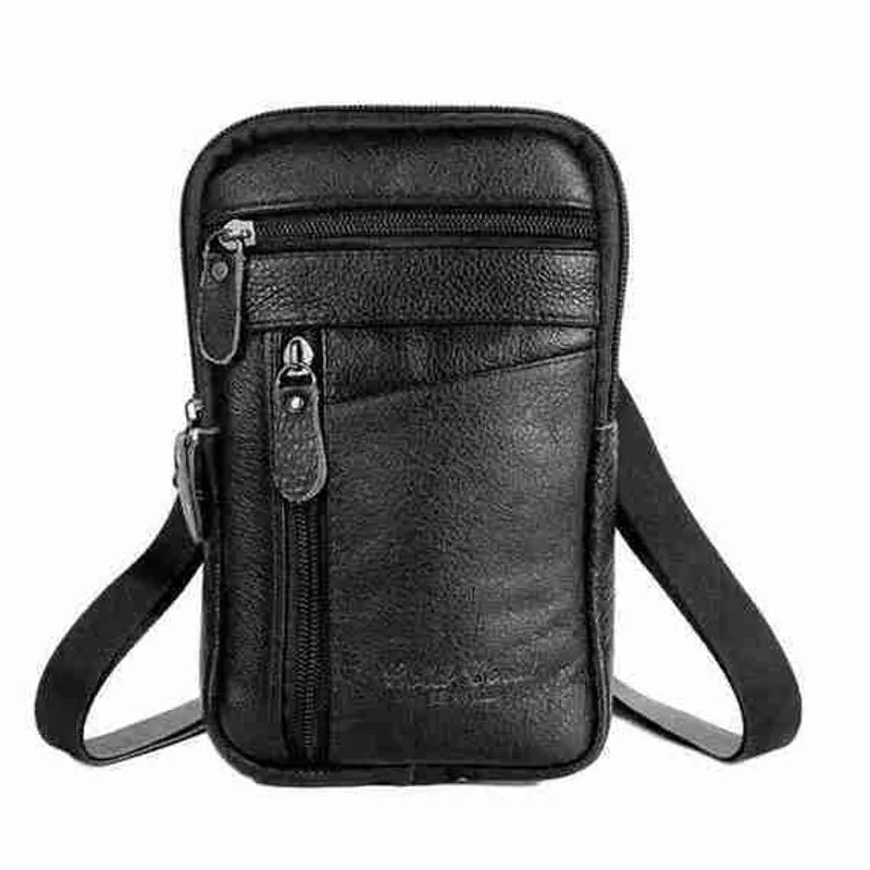 Men Genuine Leather Multi-carry Anti-theft 6.5 Inch Phone Bag Crossbody Bag Waist Bag Sling Bag
