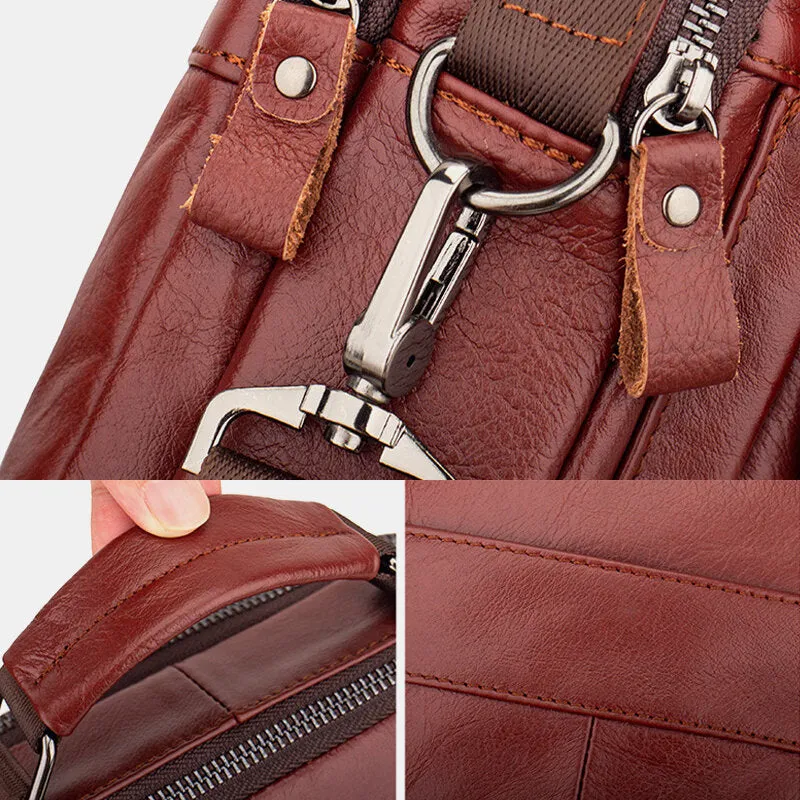 Men Genuine Leather Retro Business Leather Shoulder Bag Crossbody Bag