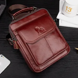 Men Genuine Leather Retro Business Leather Shoulder Bag Crossbody Bag