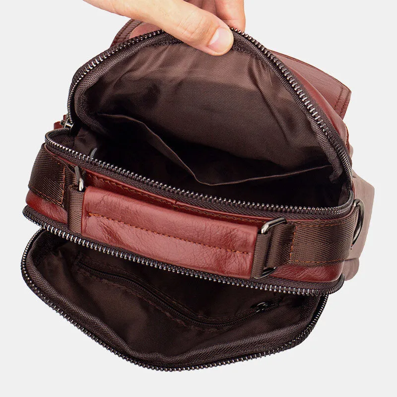 Men Genuine Leather Retro Business Leather Shoulder Bag Crossbody Bag