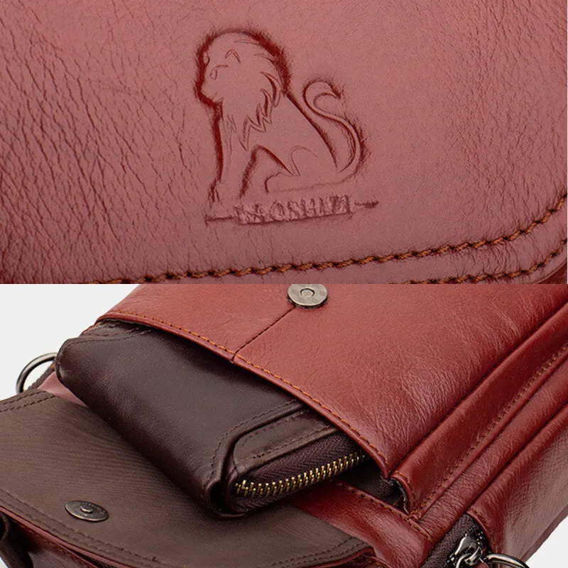 Men Genuine Leather Retro Business Leather Shoulder Bag Crossbody Bag