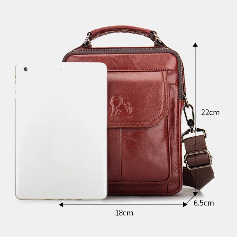 Men Genuine Leather Retro Business Leather Shoulder Bag Crossbody Bag