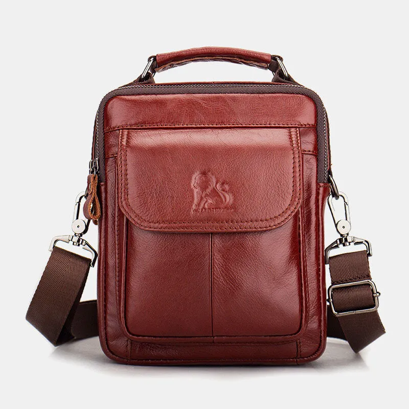 Men Genuine Leather Retro Business Leather Shoulder Bag Crossbody Bag