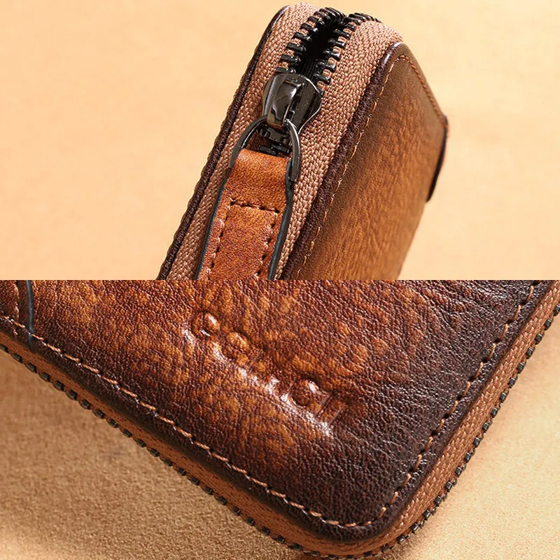 Men Genuine Leather RFID Anti-theft Multi-slot Retro Large Capacity Foldable Card Holder Wallet