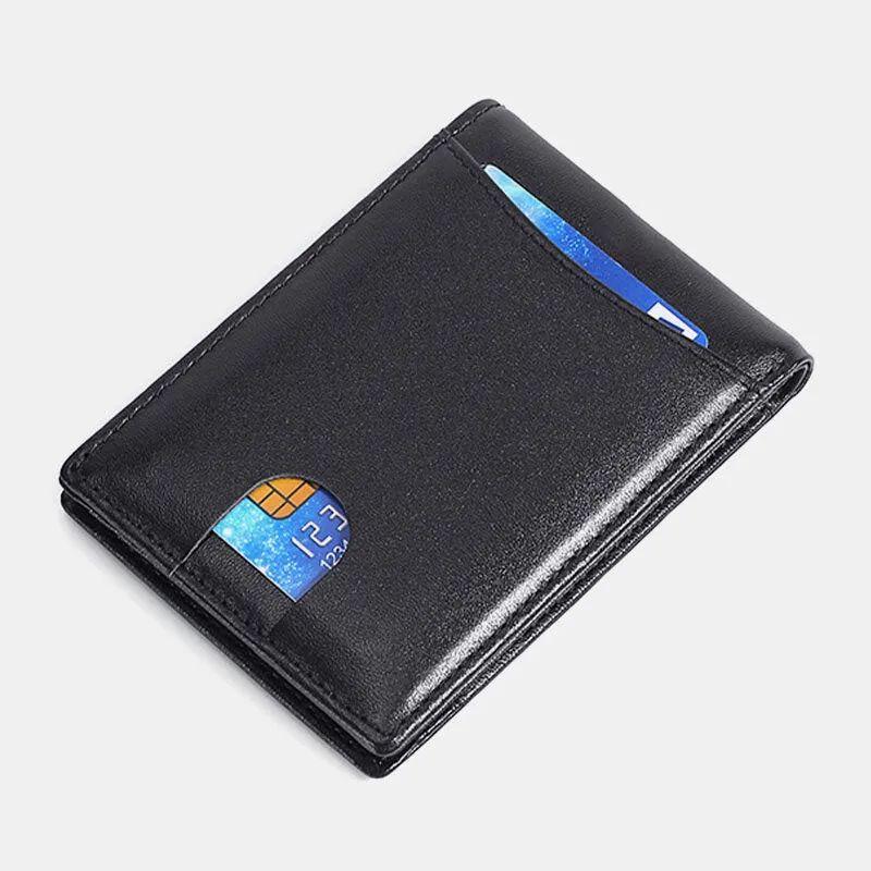 Men Genuine Leather RFID Anti-theft Push Card Slot Multi-Slot License Case Card Holder Wallet