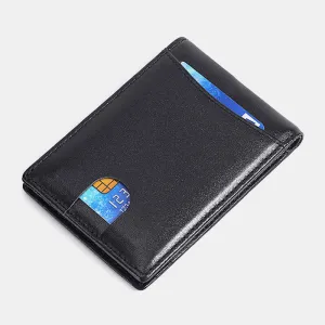 Men Genuine Leather RFID Anti-theft Push Card Slot Multi-Slot License Case Card Holder Wallet