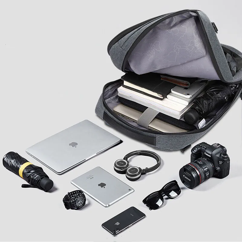 Men Large Capacity Waterproof Detachable Shoulder Strap 15.6 Inch Laptops Case Backpack Shoulder Bag Crossbody Bag