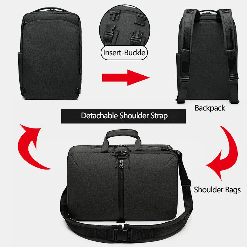 Men Large Capacity Waterproof Detachable Shoulder Strap 15.6 Inch Laptops Case Backpack Shoulder Bag Crossbody Bag
