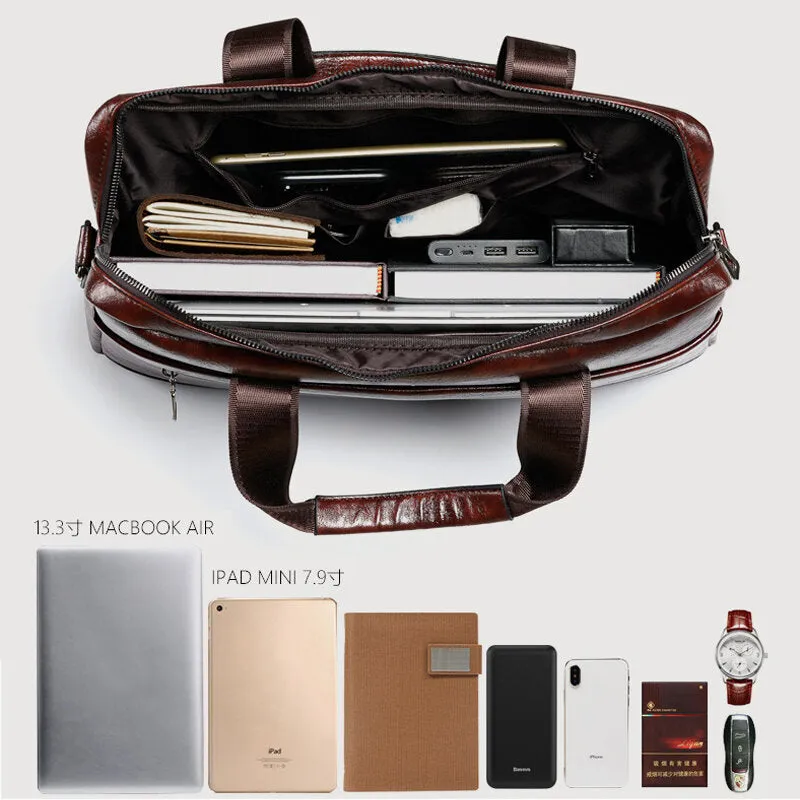 Men Multi-pocket Anti-theft Crossbody Bags Large Capacity Retro 13.3 Inch Laptop Messenger Bag Briefcase Shoulder Bag