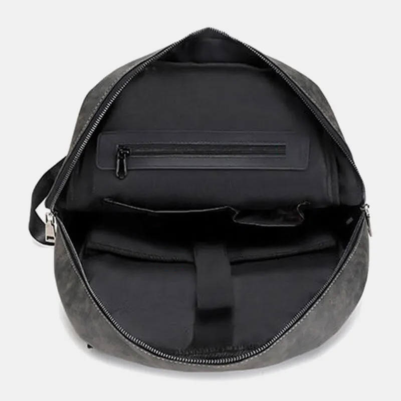 Men Multi-pocket Breathable PU Leather Backpack Vintage 14 Inch Laptop Bag Large Capacity Travel Bag