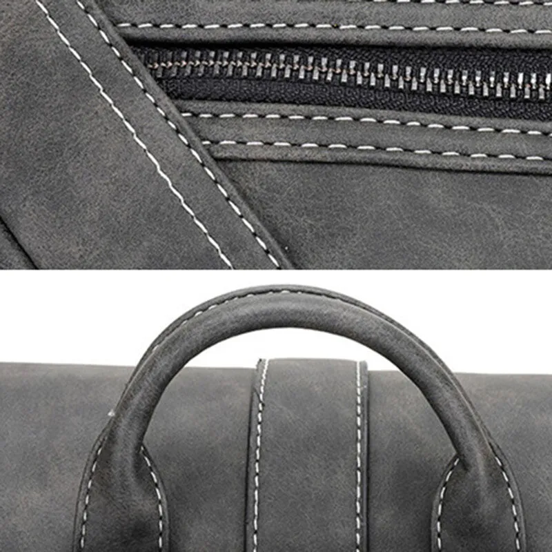 Men Multi-pocket Breathable PU Leather Backpack Vintage 14 Inch Laptop Bag Large Capacity Travel Bag
