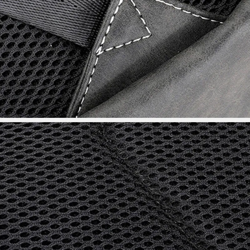Men Multi-pocket Breathable PU Leather Backpack Vintage 14 Inch Laptop Bag Large Capacity Travel Bag
