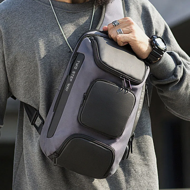 Men Multifunction Multi-pocket USB Charging Chest Bag Large Capacity 15.6 Inch Laptop Bag Crossbody Bags Shoulder Bag