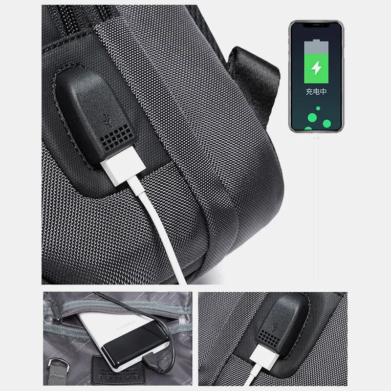 Men Multifunction Multi-pocket USB Charging Chest Bag Large Capacity 15.6 Inch Laptop Bag Crossbody Bags Shoulder Bag