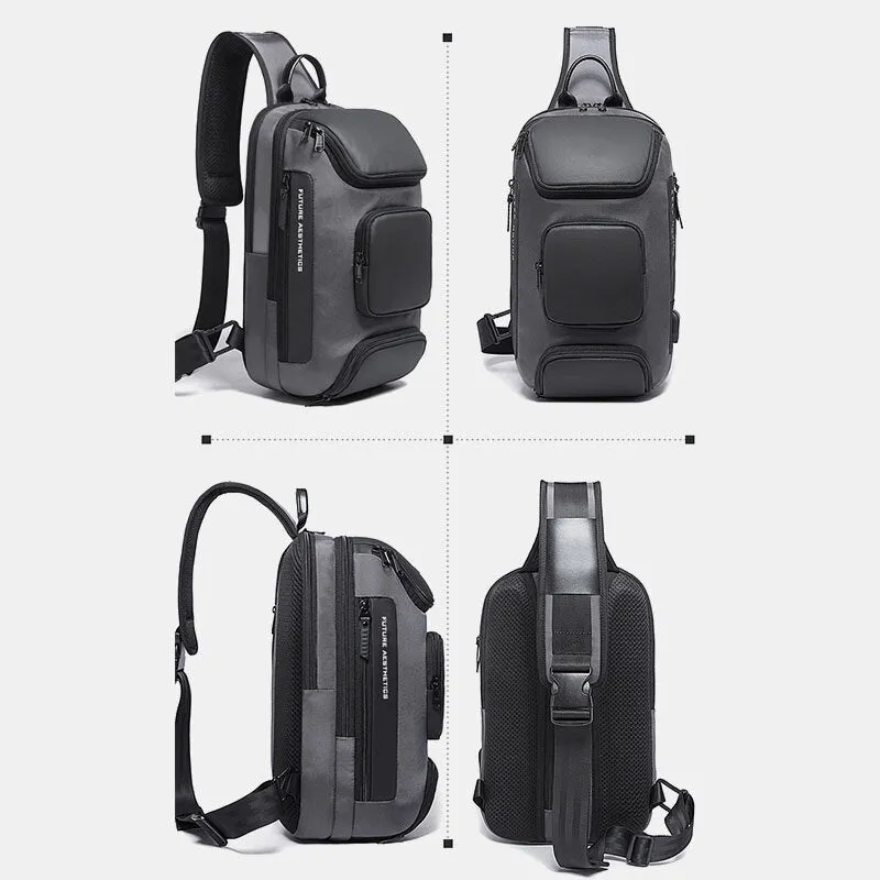 Men Multifunction Multi-pocket USB Charging Chest Bag Large Capacity 15.6 Inch Laptop Bag Crossbody Bags Shoulder Bag