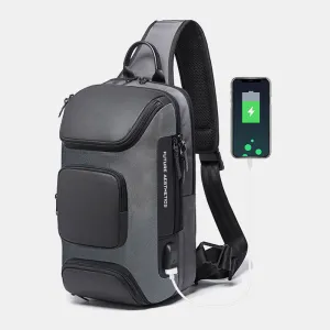 Men Multifunction Multi-pocket USB Charging Chest Bag Large Capacity 15.6 Inch Laptop Bag Crossbody Bags Shoulder Bag