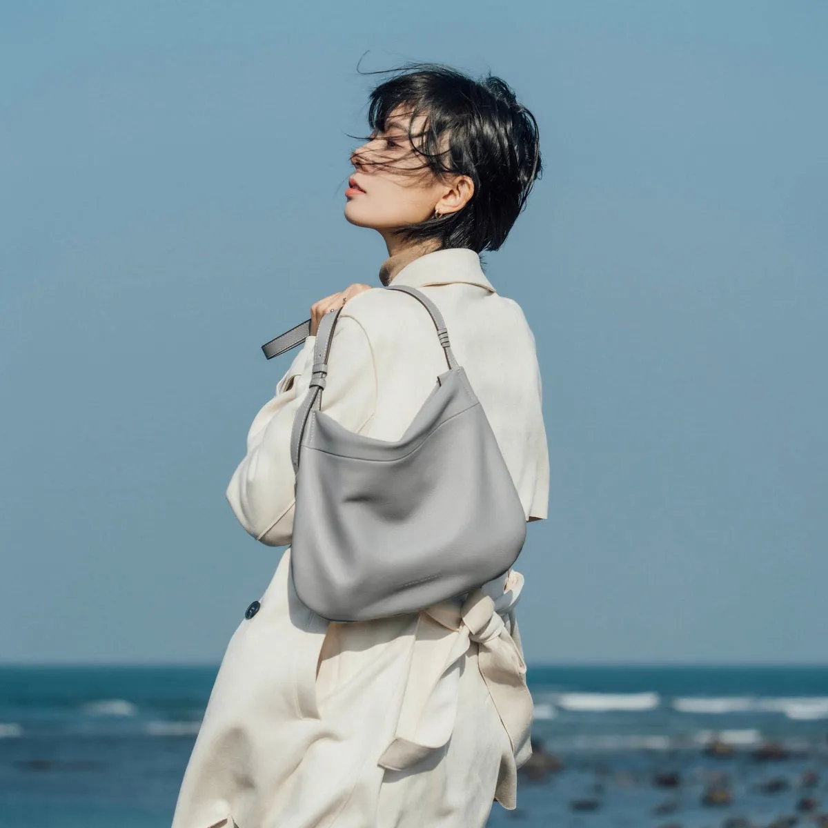 Merly Half-moon Leather Hobo
