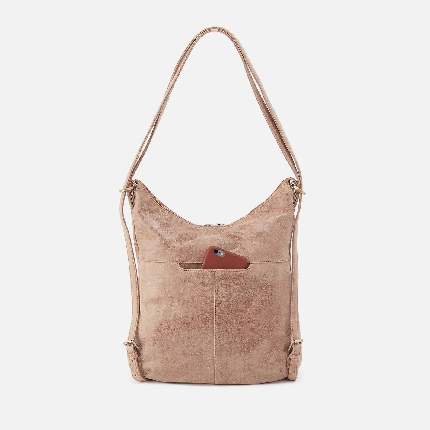Merrin Convertible Backpack In Buffed Leather - Hazel