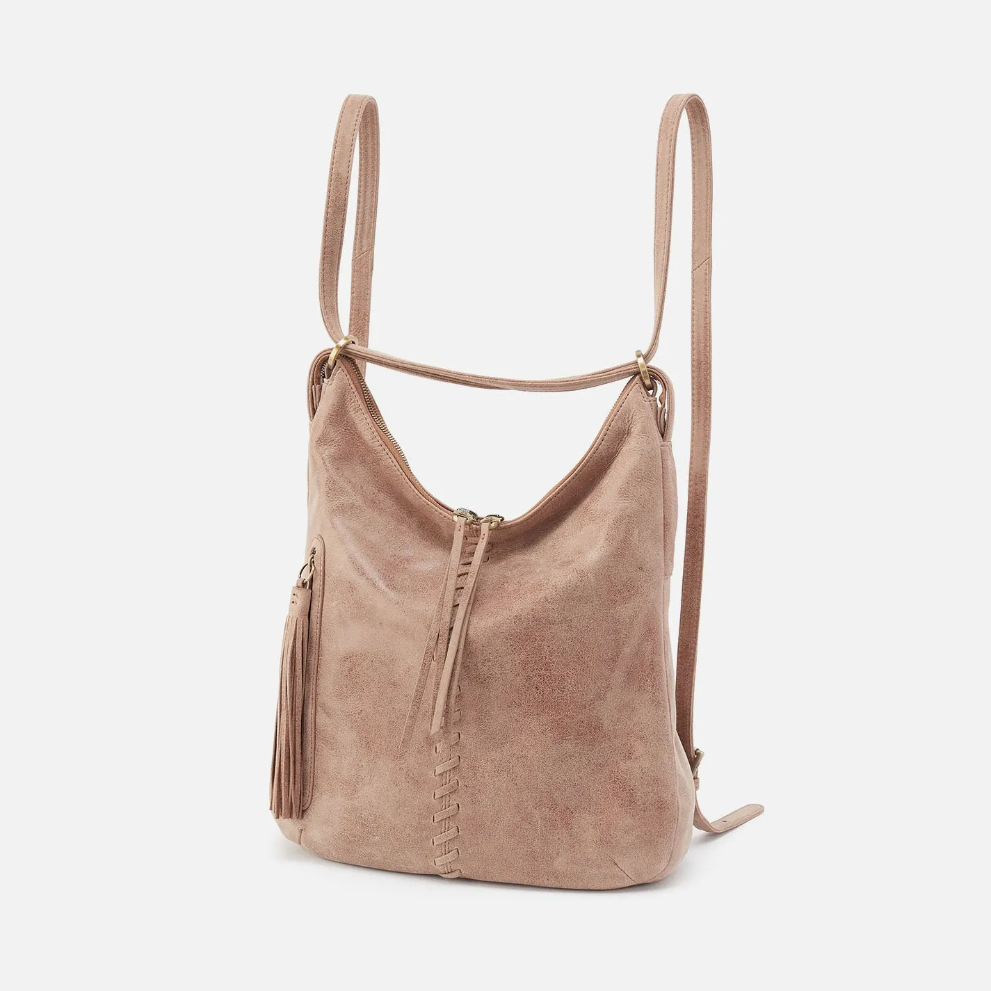 Merrin Convertible Backpack In Buffed Leather - Hazel