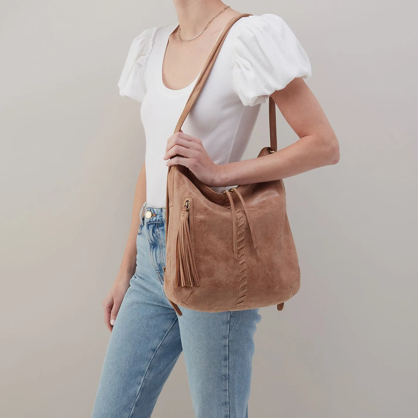 Merrin Convertible Backpack In Buffed Leather - Hazel