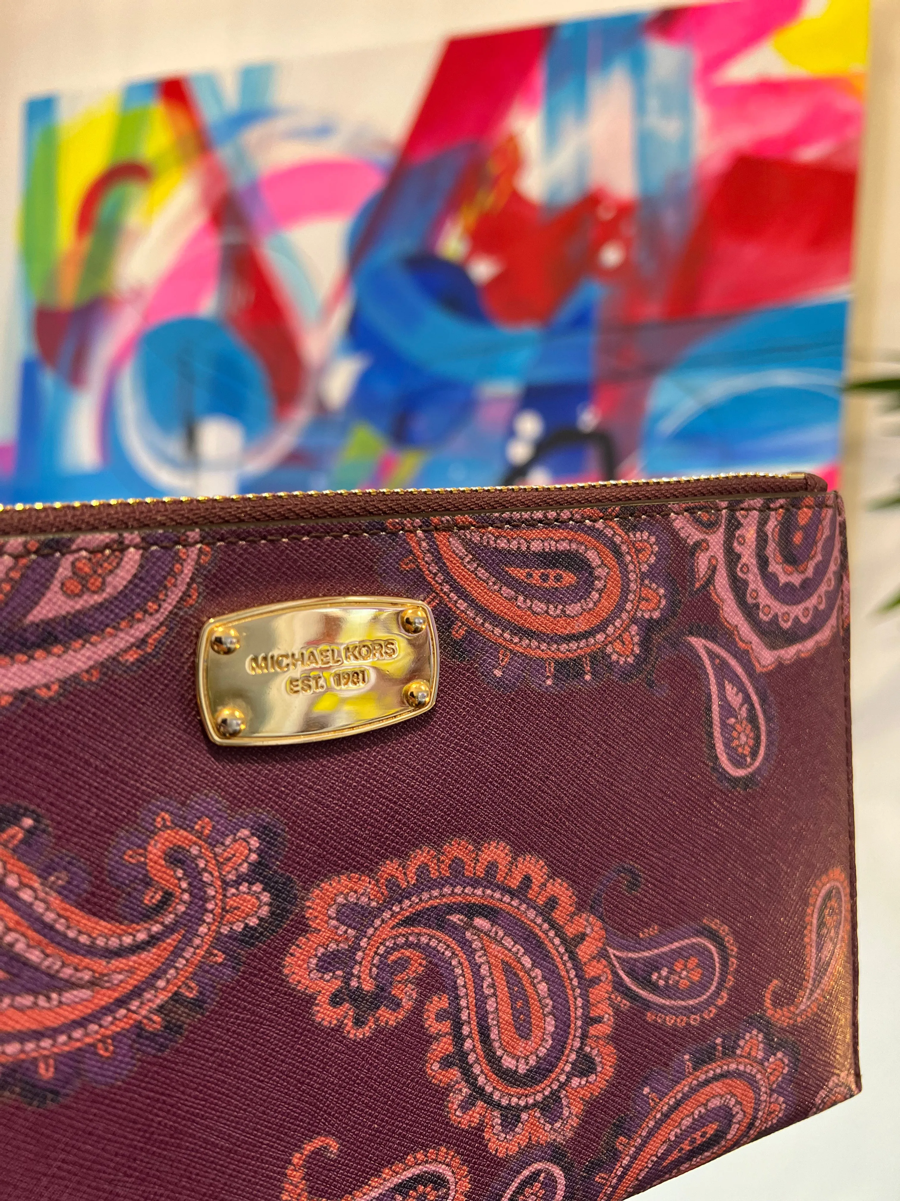 Michael Kors Purple Leather Clutch