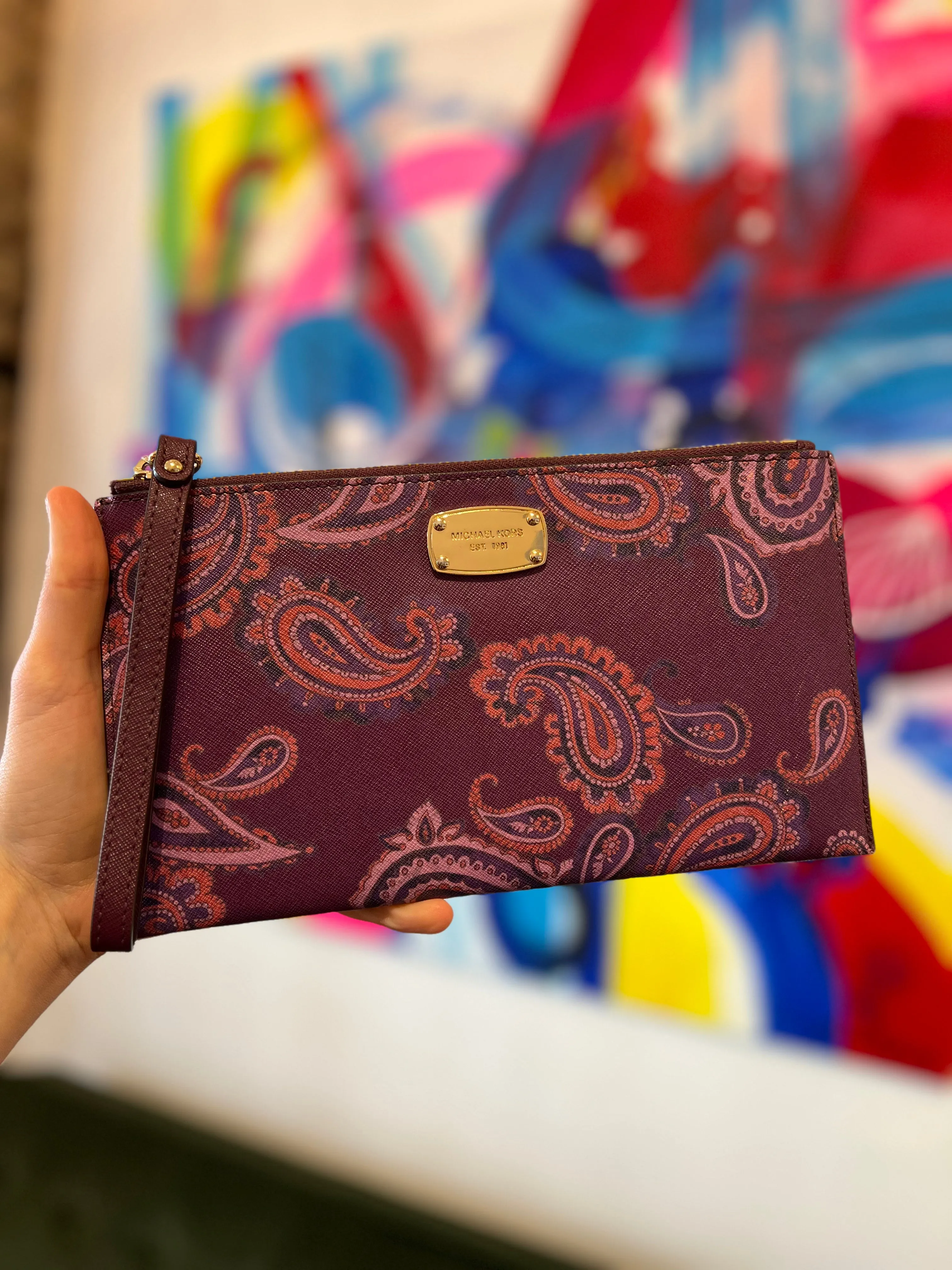 Michael Kors Purple Leather Clutch