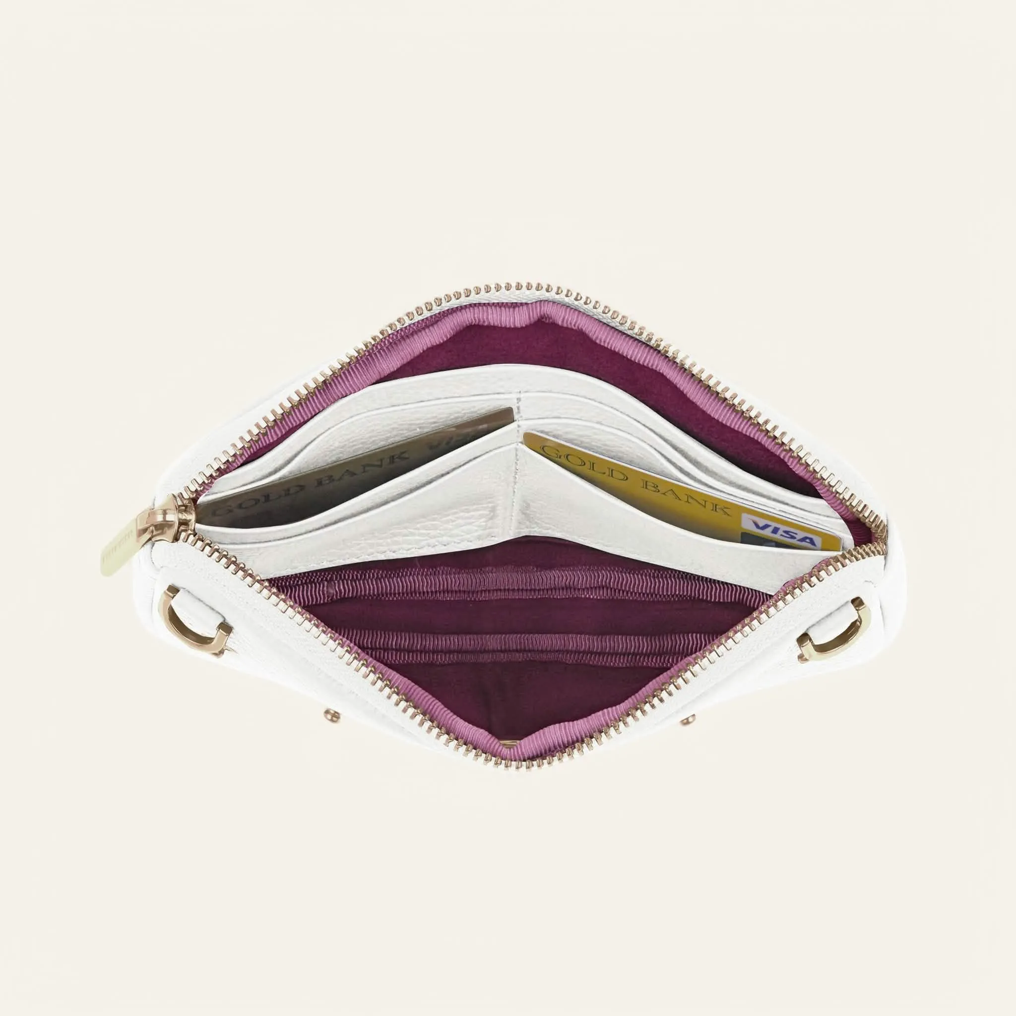 Millie Pouch | White with Gold hardware